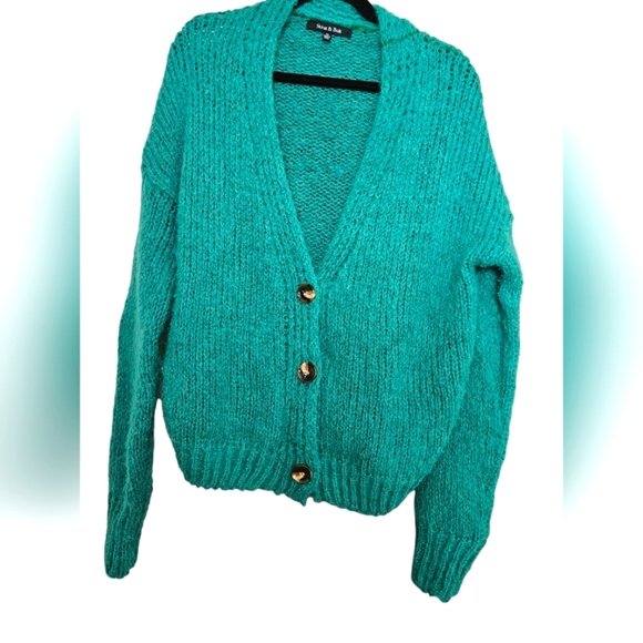 STRUT & BOLT Green Wool blend slouchy cardigan. Size M - Picture 1 of 11